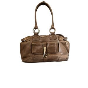 Barr + Barr Women's Brown Leather Shoulder Bag w/ Pockets & Quotes‎ Lining
